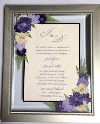 Custom Framed Invitations With Real Pressed Flowers Sealed In Beveled Glass Brushed Metal Fr Pressed Flowers Pressed Flower Crafts Dried And Pressed Flowers