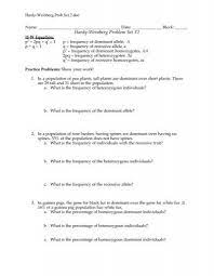 Therefore, the number of heterozygous individuals. Hardy Weinberg Problem Set 2 Nnhsbergbio