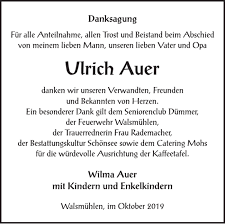 Traueranzeigen von Ulrich Auer