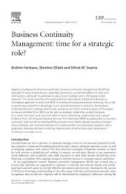 Businesses rarely get advance notice when disaster strikes. Pdf Business Continuity Management Time For A Strategic Role