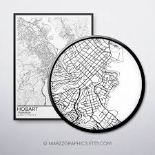 Hobart Map Poster Print Wall Art Tasmania Gift Printable Download Home And Nursery Modern Map Decor For Office Map Art Map Gifts Map Poster Poster Prints Map Art