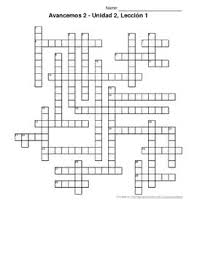 Boatload puzzles is the home of the world's largest supply of crossword puzzles. Avancemos 2 Unit 2 Lesson 1 2 1 Crossword Puzzle By Senora Payne