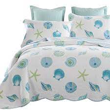 Add the coordinating decorative pillows to make this bedding set complete! Brandream Seashells Beach Themed Coastal Bedding Queen Size Comforter Nautical Quilt Set 3 Piece 100 Cotton R Buy Online In Brunei At Brunei Desertcart Com Productid 44873974