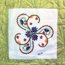 I wanted an embroidery project for some silk, rayon, cotton, and wool threads i had collected. A Thank You For A Thank You This Embroidered Quilt Needlenthread Com