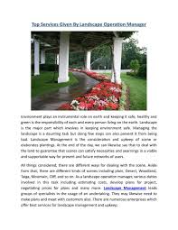 Top Services Given By Landscape Operation Manager Landscape Plans Landscape Operations Management