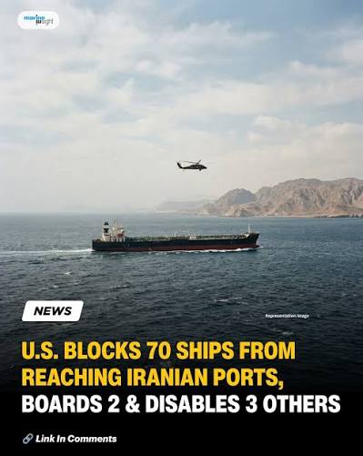 U.S Prevents 70 Ships From Reaching Iranian Ports, Disables 3 & Boards 2, CENTCOM Says 👇Read Full News Here 🔗Link In Comments #US #IranianPorts #CENTCOM #ships #News #Shipping #Maritime #MarineInsight #Merchantnavy