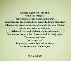 En Kotu Huyumsun Sen Benim Ozlu Sozler Yildonumu Siirleri Alinti Sozler