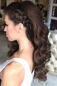 Explore these curly hairstyles for short hair, medium, or long locks! Curly All Down Brunette Hair With A Side Bride Hair Styles Prom Hairstyles For Long Hair Bridesmaid Hair