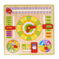 little b house wooden multi functional clock date season weather chart toys for kids bt103