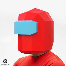 Astronaut Helmet Crewmate Impostor Paper Mask Among Us Cosplay Low Poly Paper Mask Pdf Template 3d Costume For Halloween Paper Mask Astronaut Helmet Letter Paper