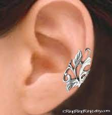Poppy Flower Leaf Ear Cuff Sterling Silver Earrings Poppy Etsy Leaf Ear Cuffs Silver Ear Cuff Ear Cuff