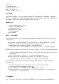1 Child Care Center Administrator Resume Templates Try Them Now Myperfectresume