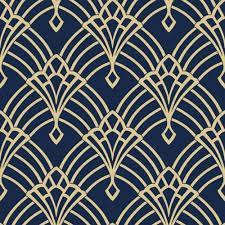 Waldorf Art Deco Wallpaper Navy Gold World Of Wallpaper 274447 Art Deco Wallpaper Geometric Art Art Deco Bedroom