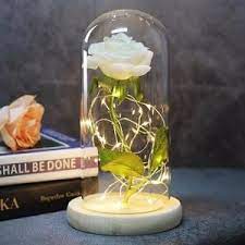 Beauty And Beast Rose In Flask Led Rose Flower Light Black Base Glass Rose In A Glass Decorating With Christmas Lights Led Christmas Lights
