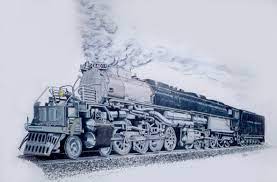 North American Steam Loco Big Boy It Is Actually Done In Colour Pencil Not That You D Know Apart From The Head Light Train Drawing Color Pencil Art Art