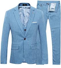 Persönlich beraten, maßgeschneidert und vielfältige ausstatungsmerkmale erschaffen einen perfekten anzug. Cloudstyle Slim Fit Schnitt Gestreift Muster Herrenanzug Einreiher Anzug Hochzeit Party Large Blau Amazon De Bekleidung