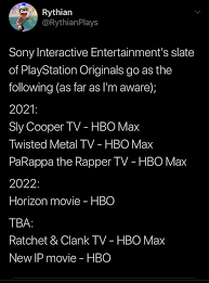 Every month, hbo and hbo max adds new movies and tv shows to its library. Upcoming Sony Interactive Entertainment Ips That Will Be Adapted By Warmer Media For Hbo Max Hbomax