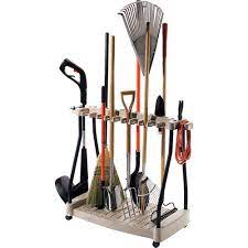 Suncast Lawn And Garden Tool Storage Rack With Wheels For 30 Tools White Walmart Com Garden Tool Storage Tool Rack Garden Tool Rack