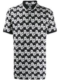 Black And White Square Pattern Shirt Dolce Gabbana Cotton Pique Polo Shirt With All Over D G Print In Black Modesens Printed Polo Shirts Polo T Shirts Dolce And Gabbana