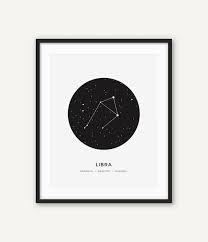 Black And White Sign Constellation Print Libra Zodiac Sign Wall Art Astrology Etsy Constellation Poster Constellation Print Libra Constellation