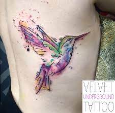 Watercolour Abstract Hummingbird Tattoo By Vivi Ink At Velvet Underground Tattoo Tattoos Best Tattoos For Women Underground Tattoo