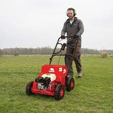 Tines and a broadcaster can be fitted to the aerator to turn it in to a duo or triple one pass system to allow for aerating, harrowing and overseeding all in one pass. Lawn Aerator Hire Free Delivery Collection