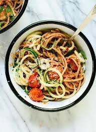 Double Tomato Pesto Spaghetti With Zucchini Noodles Cookie And Kate Recipe Recipes Zucchini Noodles Tomato Pesto