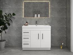 And because it bends (though we'd have to bend it to the left rather than. Elsa 42 Inch Free Standing Modern Bathroom Vanity With Left Side Drawe Elsa Bath Inc
