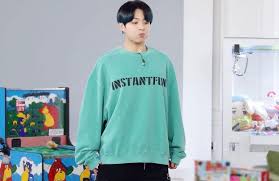 Weverse post 211103 seokjin wears instantfunk 20ss faded logo sweat shirt ($90) . Authentic Bts Jungkook Instantfunk 19fw Pigmented Man To Man Oversized Sweatshirt Hobbies Toys Memorabilia Collectibles K Wave On Carousell