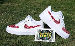 Airforce1 Nikeairforce1 These Have Actual Bandana Scarf Applied They Re Not Printed Like The Other Designs Tag A Red Bandana Shoes Air Force One Shoes Nike