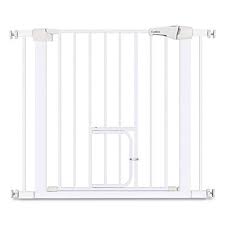 Cumbor Auto Close Safety Baby Gate Easy Open Extra Tall Thru Gate With Pet Door Fits Spaces Between 29 5 To 38 5 Wide Baby Gate Pet Door Dog Gate With Door
