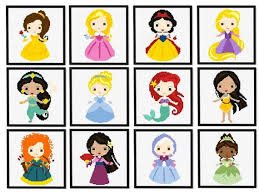 15 Disney Princess Easy Cross Stitch Pattern Modern Counted