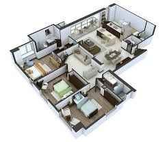 1668 square feet/ 508 square meters house plan is a thoughtful plan delivers a layout with space where you want it and in this plan you can see the kitchen, great room, and master. 20 Designs Ideas For 3d Apartment Or One Storey Three Bedroom Floor Plans Home Design Lover