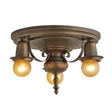 Three Light Flush Fixture W Turned Finial Strapwork Vintage Ceiling Lights Antique Ceiling Lights Antique Lighting
