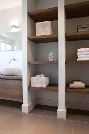 Open Shelves Next To The Floating Vanity Bathroom Closet Shelving Open Bathroom Diy Bathroom Decor