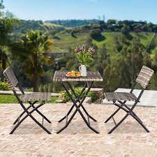 Maybe you would like to learn more about one of these? Folding Patio Table Set Yofe 3 Piece Outdoor Bistro Table Set Foldable Patio Table And Chairs Rattan Outdoor Indoor Patio Furniture Sets Bistro Table Sets For Patio Balcony Terrace Grey R535
