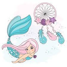 mermaid dreamcatcher clipart color vector illustration set for scrapbooking and digital print on card and photo albums photo clipart tropical dolphin png mermaid vector mermaid clipart color vector