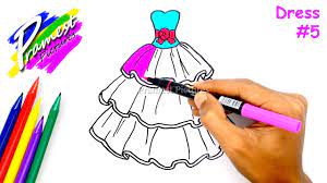Cara menggambar desain gaun wanita mewah by : Gaun 5 Cara Menggambar Mewarnai Gambar Baju Anak Youtube