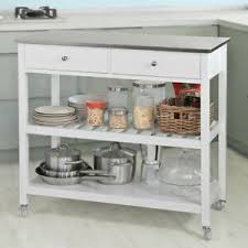 sobuy white wood kitchen trolley cart