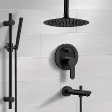 3,305 shower door handles black products are offered for sale by suppliers on alibaba.com, of which shower rooms accounts for 5%, doors accounts for 2%, and shower doors accounts for 1%. Remer Tsr44 By Nameek S Galiano Matte Black Tub And Shower Faucet Set With Ceiling Rain Shower Head And Hand Shower Thebathoutlet