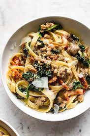 This Creamy Tuscan Sausage Pasta Is Loaded With The Good Stuff Like Garlic Sun Dried Tomatoes Spi Sausage Pasta Recipes Pasta Recipes Italian Sausage Recipes