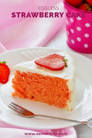 Eggless Strawberry Cake Recipe In 2020 Eggless Strawberry Cake Recipe Strawberry Cake Recipes Eggless Desserts