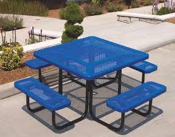 Square Perforated Metal Outdoor Picnic Table Outdoor Picnic Tables Picnic Table Perforated Metal