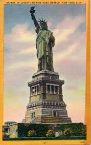 Vintage Linen Postcard Of The Statue Of Liberty Located On Bedloe Island In New York City Circa 1950 Statue Of Liberty City Postcard Statue