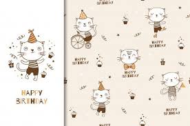 Personagem De Bebe Gato Gatinho Fofo Cartao De Aniversario De Criancas E Fundo Decorativo Festa Mao Desenhada Cartoon Animal Design Ilustracao In 2020 Animal Design Illustration Cat Birthday Animal Design