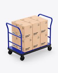 Warehouse Trolley With Kraft Boxes Mockup In Box Mockups On Yellow Images Object Mockups