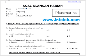 Soal Matematika Kelas 5 Sd Bab 5 Kubus Dan Balok Terbaru Infoloh Com