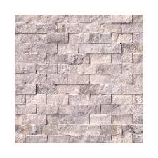 Silver travertine ledger stone is a natural stone travertine with a gorgeous mix of grey, beige, and brown tones. Msi Silver Travertine Split Face Tile Backsplash Siltra 1x2sf Hdaz