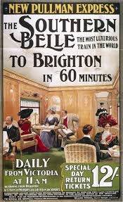 Brighton Southern Belle Train Travel Poster Print 1800s Etsy Travel Posters Railway Posters Vintage Travel Posters