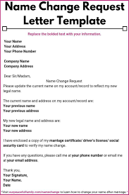 Letter For Change Of Name After Marriage Template Printable Included Lettering Names Name Change
